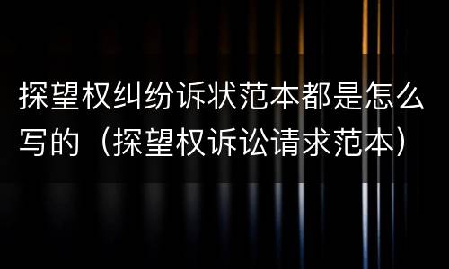 探望权纠纷诉状范本都是怎么写的（探望权诉讼请求范本）
