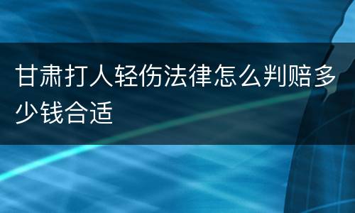 甘肃打人轻伤法律怎么判赔多少钱合适