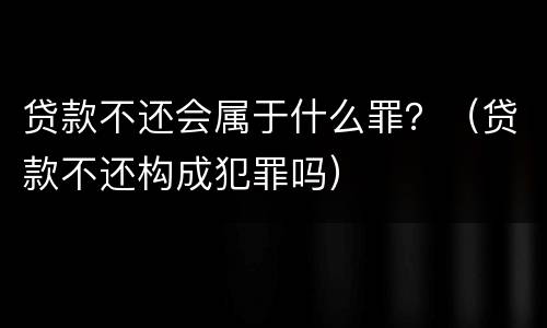 贷款不还会属于什么罪？（贷款不还构成犯罪吗）