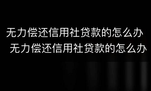 无力偿还信用社贷款的怎么办 无力偿还信用社贷款的怎么办政府能帮到我吗?