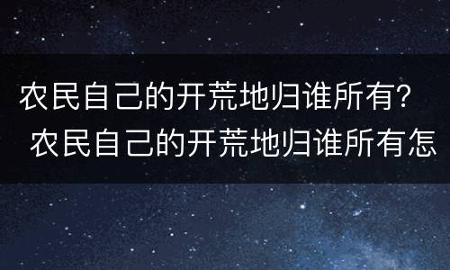 农民自己的开荒地归谁所有？ 农民自己的开荒地归谁所有怎么写