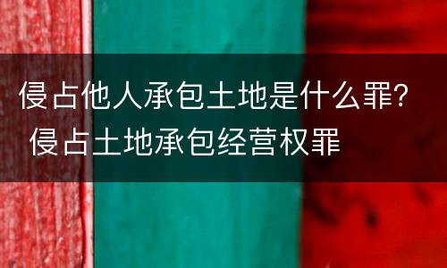 侵占他人承包土地是什么罪？ 侵占土地承包经营权罪