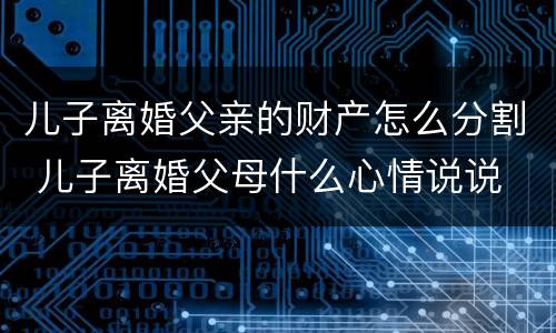 儿子离婚父亲的财产怎么分割 儿子离婚父母什么心情说说