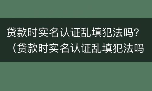 贷款时实名认证乱填犯法吗？（贷款时实名认证乱填犯法吗怎么办）