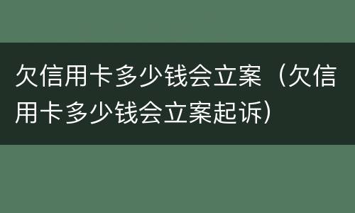欠信用卡多少钱会立案（欠信用卡多少钱会立案起诉）