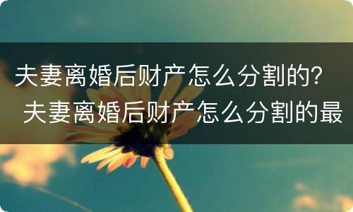 夫妻离婚后财产怎么分割的？ 夫妻离婚后财产怎么分割的最划算