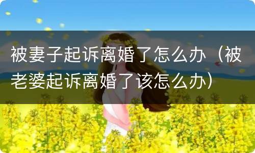 被妻子起诉离婚了怎么办（被老婆起诉离婚了该怎么办）