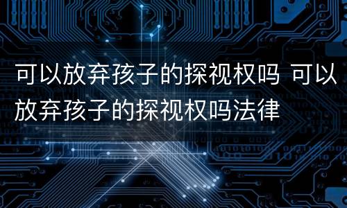 可以放弃孩子的探视权吗 可以放弃孩子的探视权吗法律