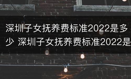 深圳子女抚养费标准2022是多少 深圳子女抚养费标准2022是多少呢