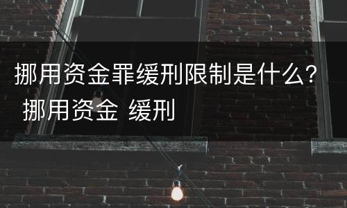 挪用资金罪缓刑限制是什么？ 挪用资金 缓刑