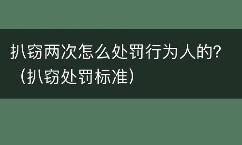 扒窃两次怎么处罚行为人的？（扒窃处罚标准）