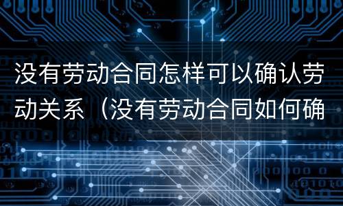没有劳动合同怎样可以确认劳动关系（没有劳动合同如何确认劳动关系）