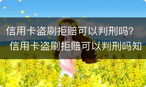 信用卡盗刷拒赔可以判刑吗？ 信用卡盗刷拒赔可以判刑吗知乎