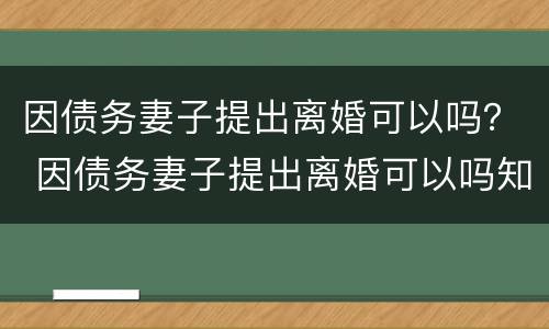 因债务妻子提出离婚可以吗？ 因债务妻子提出离婚可以吗知乎