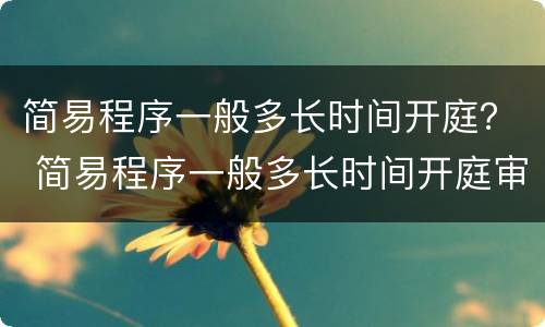 简易程序一般多长时间开庭？ 简易程序一般多长时间开庭审理