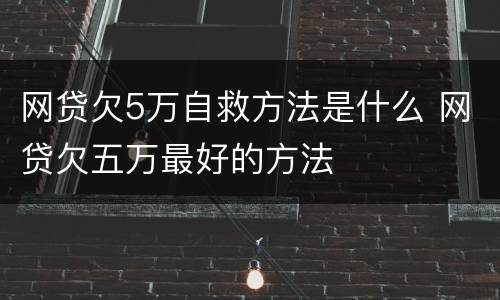 网贷欠5万自救方法是什么 网贷欠五万最好的方法