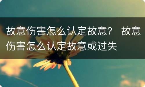 故意伤害怎么认定故意？ 故意伤害怎么认定故意或过失