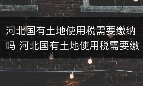 河北国有土地使用税需要缴纳吗 河北国有土地使用税需要缴纳吗现在