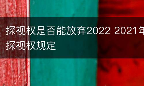 探视权是否能放弃2022 2021年探视权规定