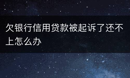 欠银行信用贷款被起诉了还不上怎么办