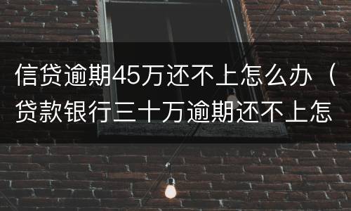 信贷逾期45万还不上怎么办（贷款银行三十万逾期还不上怎么办）