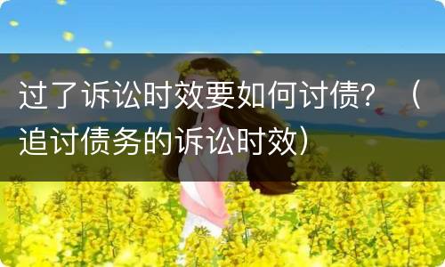 过了诉讼时效要如何讨债？（追讨债务的诉讼时效）