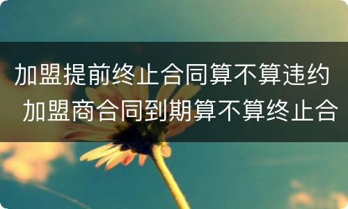 加盟提前终止合同算不算违约 加盟商合同到期算不算终止合同