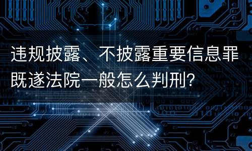 违规披露、不披露重要信息罪既遂法院一般怎么判刑？