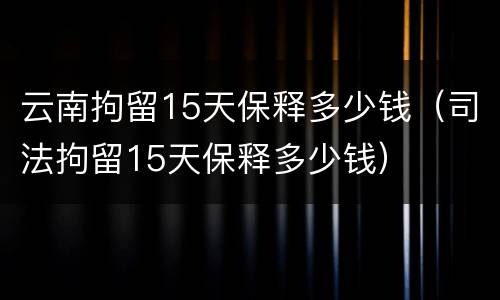 云南拘留15天保释多少钱（司法拘留15天保释多少钱）