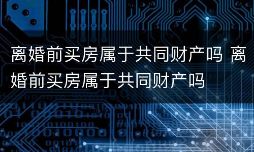 离婚前买房属于共同财产吗 离婚前买房属于共同财产吗