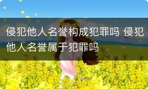 侵犯他人名誉构成犯罪吗 侵犯他人名誉属于犯罪吗