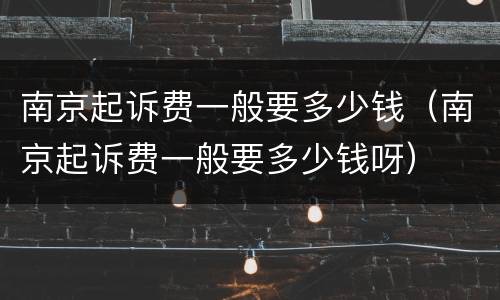 南京起诉费一般要多少钱（南京起诉费一般要多少钱呀）