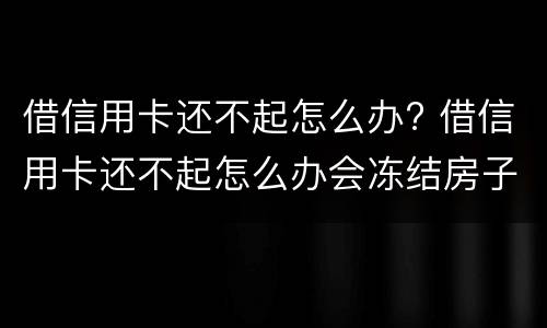 借信用卡还不起怎么办? 借信用卡还不起怎么办会冻结房子吗