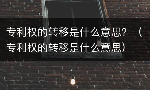 专利权的转移是什么意思？（专利权的转移是什么意思）
