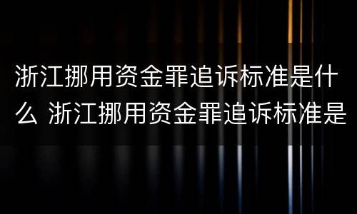 浙江挪用资金罪追诉标准是什么 浙江挪用资金罪追诉标准是什么规定