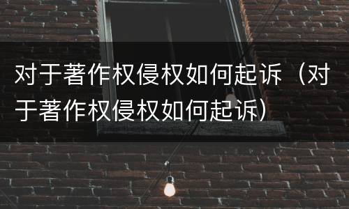 对于著作权侵权如何起诉（对于著作权侵权如何起诉）