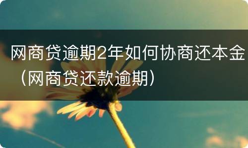 网商贷逾期2年如何协商还本金（网商贷还款逾期）