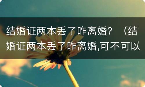 结婚证两本丢了咋离婚？（结婚证两本丢了咋离婚,可不可以起诉离婚）