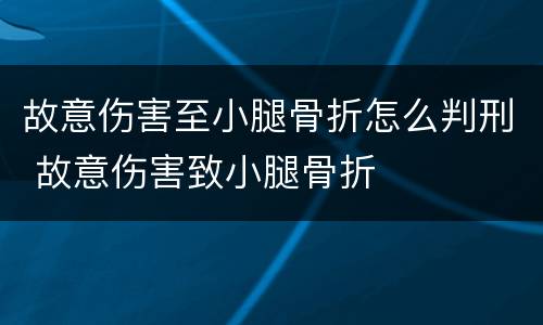 故意伤害至小腿骨折怎么判刑 故意伤害致小腿骨折