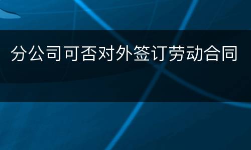 分公司可否对外签订劳动合同