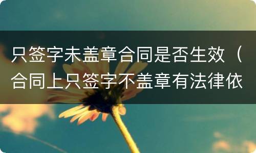 只签字未盖章合同是否生效（合同上只签字不盖章有法律依据吗）