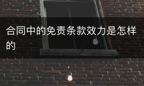 合同中的免责条款效力是怎样的