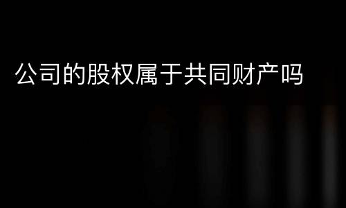 公司的股权属于共同财产吗