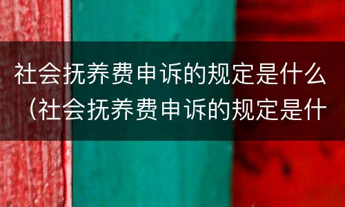 社会抚养费申诉的规定是什么（社会抚养费申诉的规定是什么呢）