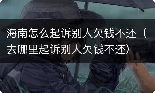 海南怎么起诉别人欠钱不还（去哪里起诉别人欠钱不还）