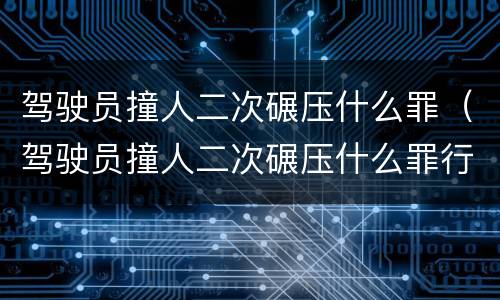 驾驶员撞人二次碾压什么罪（驾驶员撞人二次碾压什么罪行）
