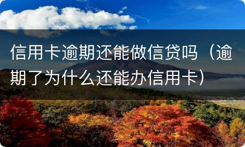 信用卡逾期还能做信贷吗（逾期了为什么还能办信用卡）