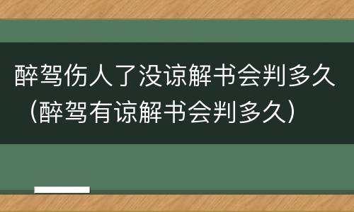 醉驾伤人了没谅解书会判多久（醉驾有谅解书会判多久）