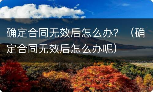 确定合同无效后怎么办？（确定合同无效后怎么办呢）