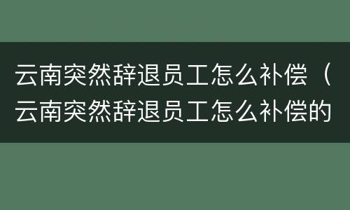 云南突然辞退员工怎么补偿（云南突然辞退员工怎么补偿的）